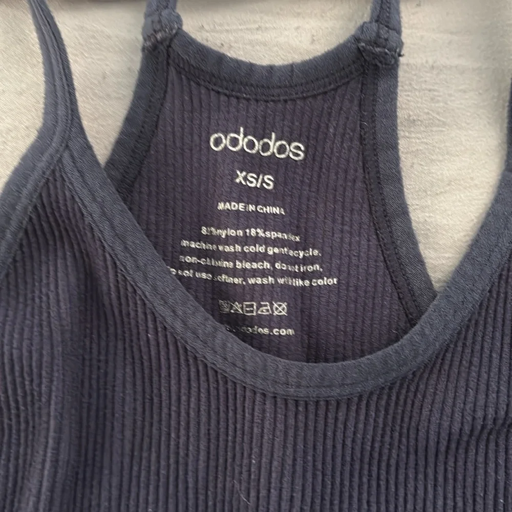 Navy Blue Ribbed Racerback Tank - Picture 3 of 4